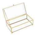 thumbnail image 4 of Milageto Glass Jewelry Box Clear Simple Cosmetic Storage Box for Rings Women Pendants Golden Round Head, 4 of 7