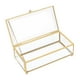 thumbnail image 4 of Caja de almacenamiento cosmética transparente ligera del marco de latón del joyero de cristal Cabeza redonda dorada, 4 of 7