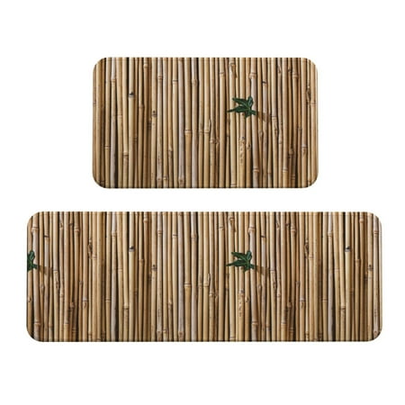 

Salelf Bamboo Raft Kitchen Mats 2PCS Cushioned Kitchen Rugs for Floor Anti-Fatigue Mat Waterproof Rug for Kitchen Office Sink Laundry