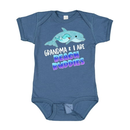 

Inktastic Grandma and I Are Beach Buddies Cute Dolphins Boys or Girls Baby Bodysuit