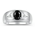 thumbnail image 1 of RYLOS Men's Rings 14K White Gold Classic 8X6MM Oval Gemstone &  Diamond Designer Ring Onyx October Birthstone Rings For Man Gold Rings Size 10, 1 of 7