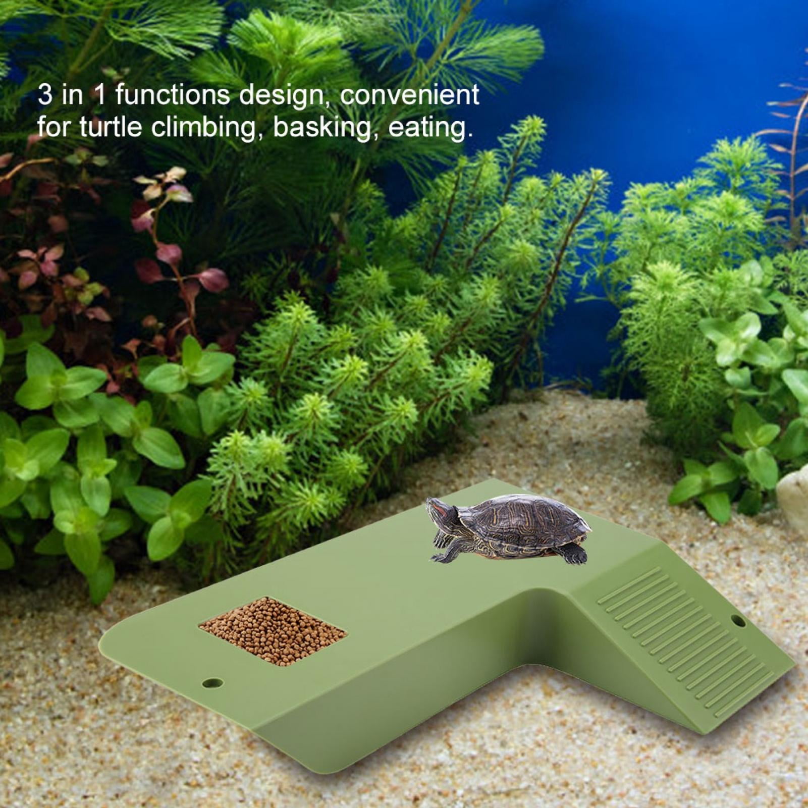 Aquarium Turtle Floating Island Basking Platform Ramp Habitat Decoration Frog Aquatic Pet Resting Dock 11.8 in / 30 cm Green