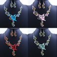 thumbnail image 3 of Necklace Earrings Set Butterfly Fashion Wedding Necklace Rhinestone Earrings, 3 of 10