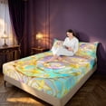 thumbnail image 3 of Homewish Cute Moon Stars Print Queen Sheets for Girls, Rainbow Queen Sheet Sets, 4 Pieces, 1 Flat Sheet, 1 Fitted Sheet and 2 Pillowcases, 3 of 6