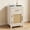 Grey White, variant on LELELINKY Boho Rattan Nightstand with Type-C Charging Station, Small Wood Bedside Table with Drawer & Adjustable Shelf for Adult Bedroom, Wood