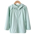thumbnail image 4 of Cethrio Girls Sun Protection Jackets, Long Sleeve Zip up Summer Lightweight Kids Rash Guard Outerwear with Hood Mint Green Size 5 T, 4 of 4