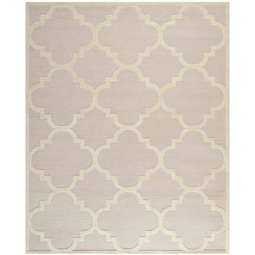 SAFAVIEH Cambridge Justine Geometric Quatrefoil Wool Area Rug, Light Pink/Ivory, 9' x 12'