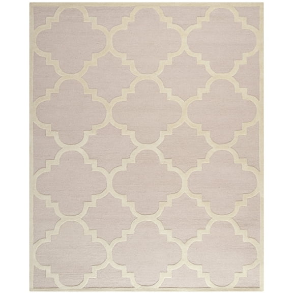 SAFAVIEH Cambridge Justine Geometric Quatrefoil Wool Area Rug, Light Pink/Ivory, 2'6" x 4'