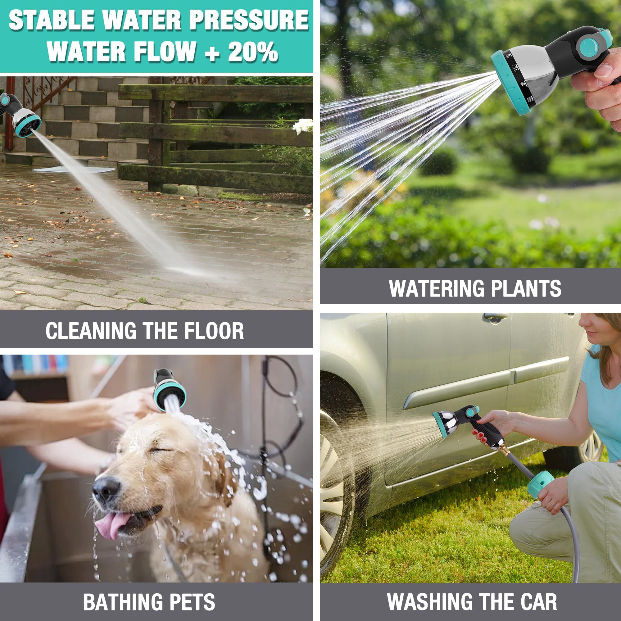 HAUSHOF Retractable Garden Hose Reel 1/2” x 130 ft, Auto-Lock at Any Length, Slow Return System, Wall Mounted and 180° Swivel Bracket for Outside Water