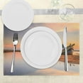 thumbnail image 3 of Ambesonne Nautical Place Mats Set of 4, Boat on Beach Dusk, Standard Size, Blue Peach, 3 of 6