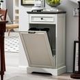thumbnail image 7 of Spurgehom 13 Gallons Tilt Out Trash Can Cabinet Hidden Kitchen Waste Bins Free Standing Recycling Trash Cabinets with Drawer Pet Proof Trash Can for Kitchen and Living Room, Antique White and Black, 7 of 7
