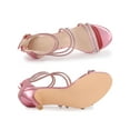 thumbnail image 4 of BLISSFUL STEP Women's Shoes Stiletto Heel Open Toe Ankle Strap Rhinestone Buckle Sandals Pink 7, 4 of 7