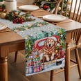 thumbnail image 2 of Burlap Table Runner 60 Inches Long,Xmas Winter Dog Farm Truck Non-Slip Kitchen Table Runners for Dining Room Everyday Use Party Table Decorations Christmas Tree Green Red Grey, 2 of 9