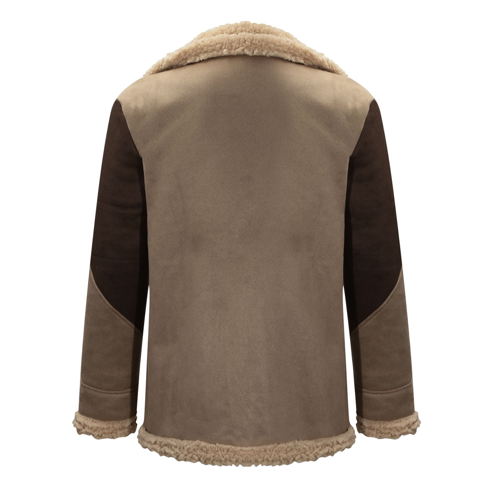 Men's Fashion Wool Lined Jacket Classic Lapel Zipper Flying Jacket Vintage  Fit Warm Windbreaker Cardigan