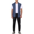 thumbnail image 2 of INSPIRE CHIC Men's Vest Open Front Asymetric Hem Sleeveless Cardigan Vest 34 Navy Blue, 2 of 7
