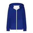 thumbnail image 6 of Otntypg Fall Women Casual Full Zip Up Hoodie Lightweight Comfy Loose Long Sleeve Sweatshirt Trendy Oversized Hooded Outwear Jacket with Pockets Blue XXL, 6 of 6