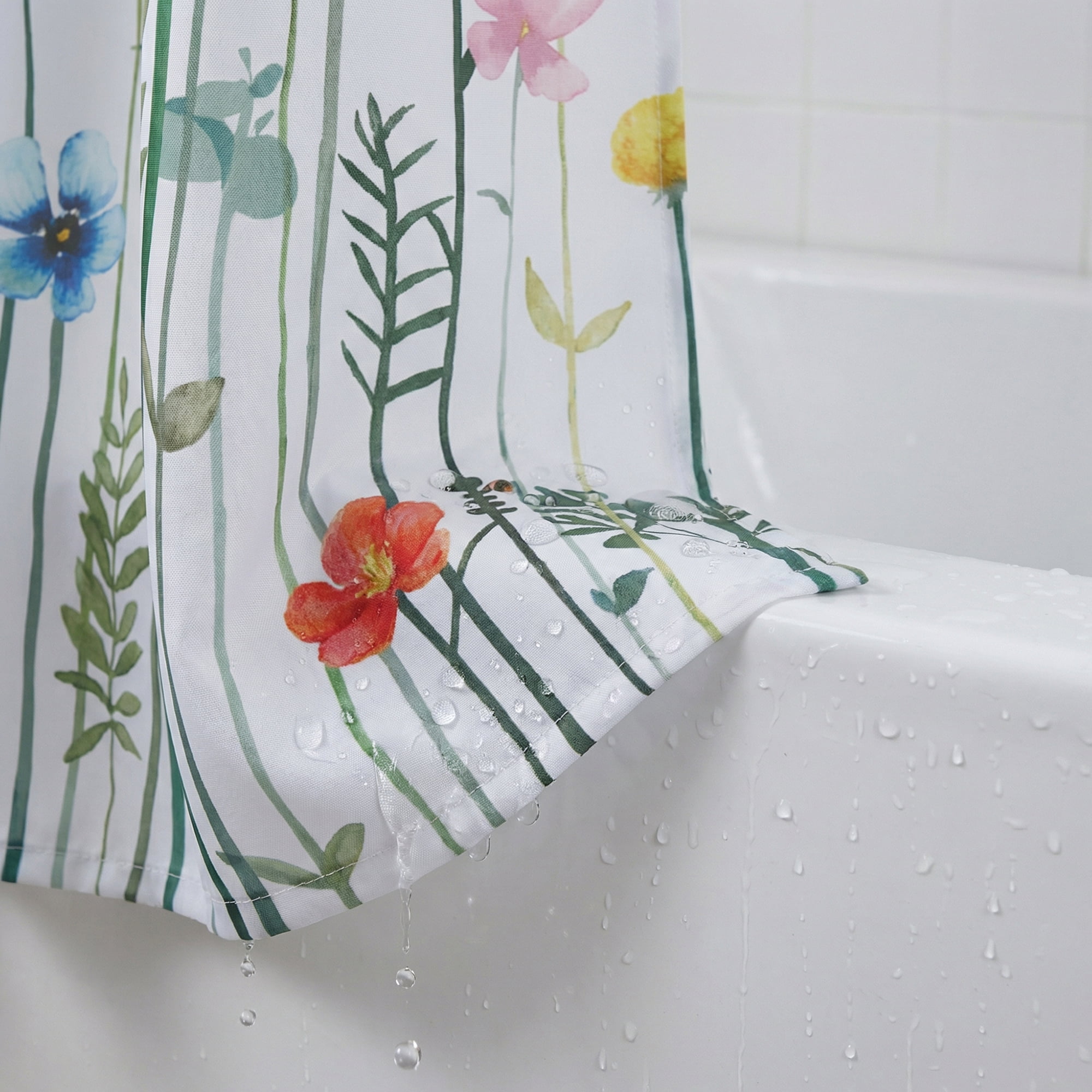 Unique Bargains Shower Curtain Waterproof Sets with Hooks Multicolor 71"W x 71"L