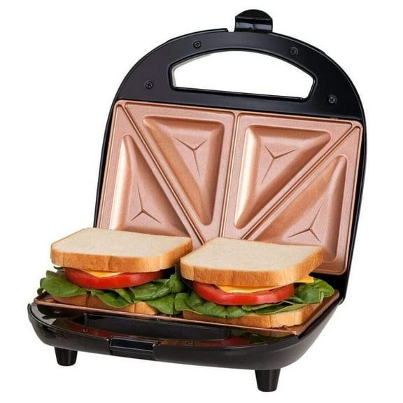 Presse à paninis antiadhésive Gotham Steel, grille-pain à sandwich 2-en-1 pour déjeuner / presse à sandwich avec voyant lumineux, grille à fromage fondant pour 2 sandwichs avec bords faciles à couper