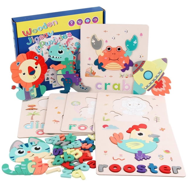 Juego Educativo De Palabras De Madera Interesante Juego De Cognición Del Alfabeto Rompecabezas Para Niños Pequeños seitruly FN002787-00