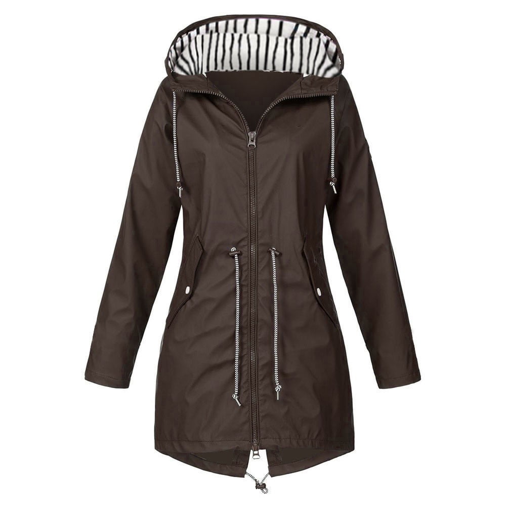 Veste Imperméable Femme - Coupe-Vent Solide Avec Capuche - Parfaite Pour Randonnée Et Extérieur
