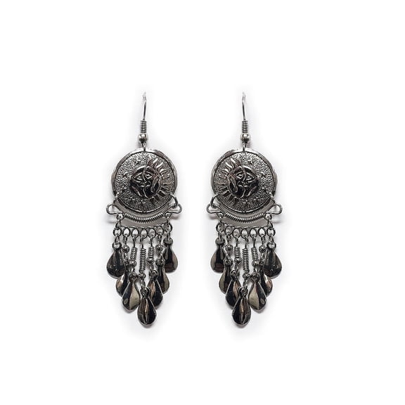 Alpaca Silver Metal Long Chandelier Dangle Earrings - Womens Fashion Handmade Jewelry Boho Accessories