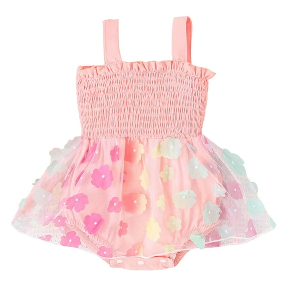 Bearichfupo Infant Girls Sleeveless Gradient Color Floral Tulle Ruffles Romper Newborn Bodysuits,Sizes 9-12 Months
