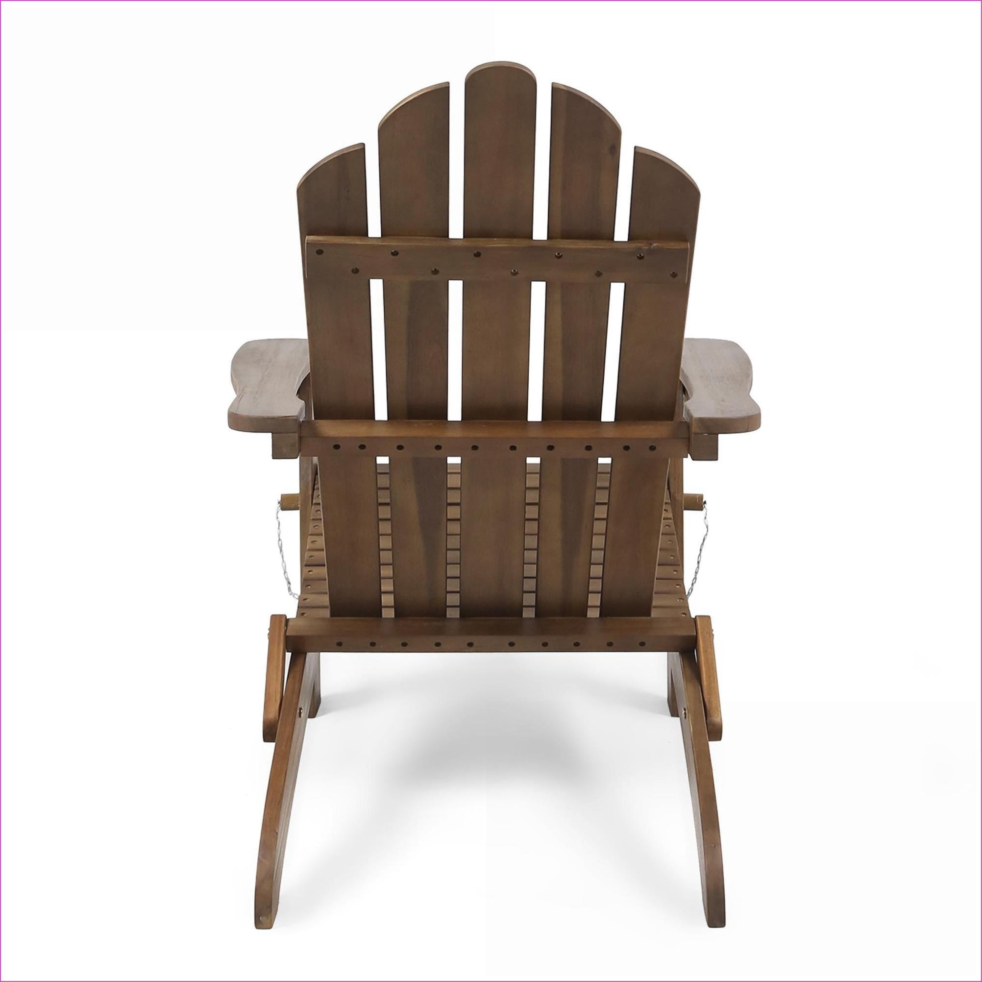 Outdoor Lounge Chairs | Foldable Solid Acacia Adirondack Chair, for Patio Poolside | Dark Brown | Slat Back