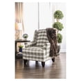 thumbnail image 2 of Benzara Checkered Fabric Sofa Chair With Wooden Frame, White & Gray, 2 of 5