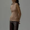 thumbnail image 5 of WREESH Women's Fall Sleeveless Turtleneck Mock Neck Ribbed Pullover Tank Top Lightweight Knit Sweater, 5 of 8