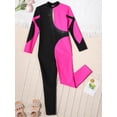 thumbnail image 6 of Aiihoo Kids Girls Gymnastics Leotards Color Block Long Sleeve Ballet Dance Unitard Jumpsuit  Full Body Bodysuit Hot Pink 12, 6 of 7