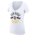 thumbnail image 2 of Women's G-III 4Her by Carl Banks White San Diego Padres Super-Slim Fit Lightweight City Graphic V-Neck T-Shirt, 2 of 5
