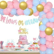 Bows or Arrows Gender Reveal Decorations, Bows or Arrows Baby Shower Party with Balloon Garland Kit, Bows or Arrows Banner Cake Toppers Supplies