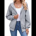 thumbnail image 2 of Sudadera con Capucha y Cremallera para Mujer, de Larga, para Otoño, con Capucha Extragrande, Chaquetas Informales de Moda Gris S, 2 of 9