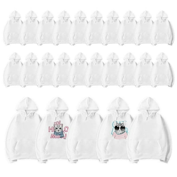 Sublimation Blank Hoodies Polyester white plain Sweatshirt for Sublimation Bulk Hoodie Wholesale for Printing 25 pack