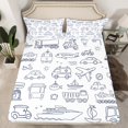 thumbnail image 2 of Feelyou Plane Aircraft Print Twin Sheet Sets for Kids, White Car Train Truck Twin Fitted Sheet, Cartoon Vehicle Theme Flat Sheet, Microfiber Bedroom Decor, 3pcs, 2 of 7