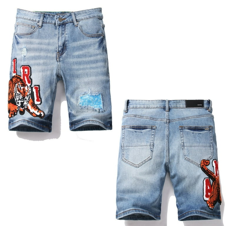Amiri denim jeans short men's casual denim shorts classic Amiri denim jeans short men's casual denim shorts classic