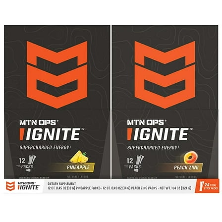 MTN OPS Ignite Supercharged Energy Drink Mix, Variety Pack (2x12, 24 PACK)