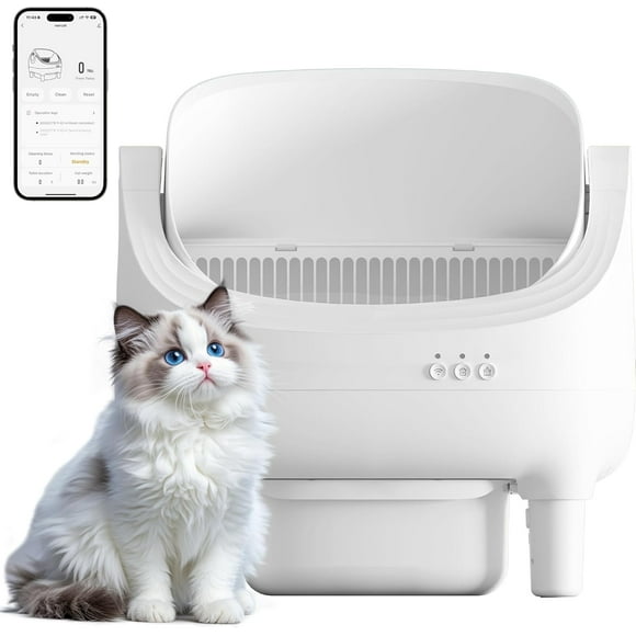 Homall Self Cleaning Litter Box, Open-Top Automatic Cat Self-Cleaning Litter Box, Design for Multi-Cat Families, Includes Trash Bags