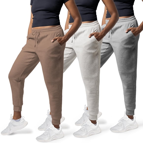 Paquete de 3 pantalones de chándal Common Stitch para mujer, pantalones de chándal acogedores para mujer, pantalones de yoga de forro polar para mujer (disponibles en Plus)