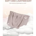 thumbnail image 4 of Women's Puffer Tote Bag, Lightweight Quilted Shoulder Bag with Cup Holder & Laptop Compartment & Trolley Sleeve(Pink), 4 of 7