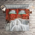 thumbnail image 2 of Ambesonne Landscape Quilted Coverlet 3 Pcs, River in the Fall, King Size, Vermilion Pale Blue, 2 of 2