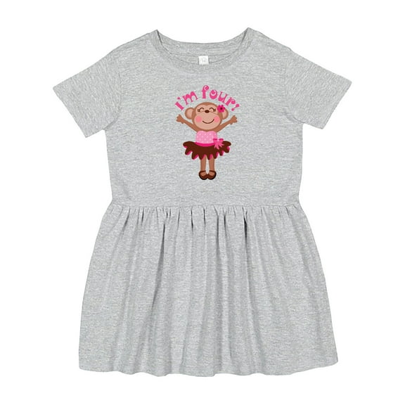 Inktastic Monkey 4th Birthday 4 Year Old Girl Girls Toddler Dress