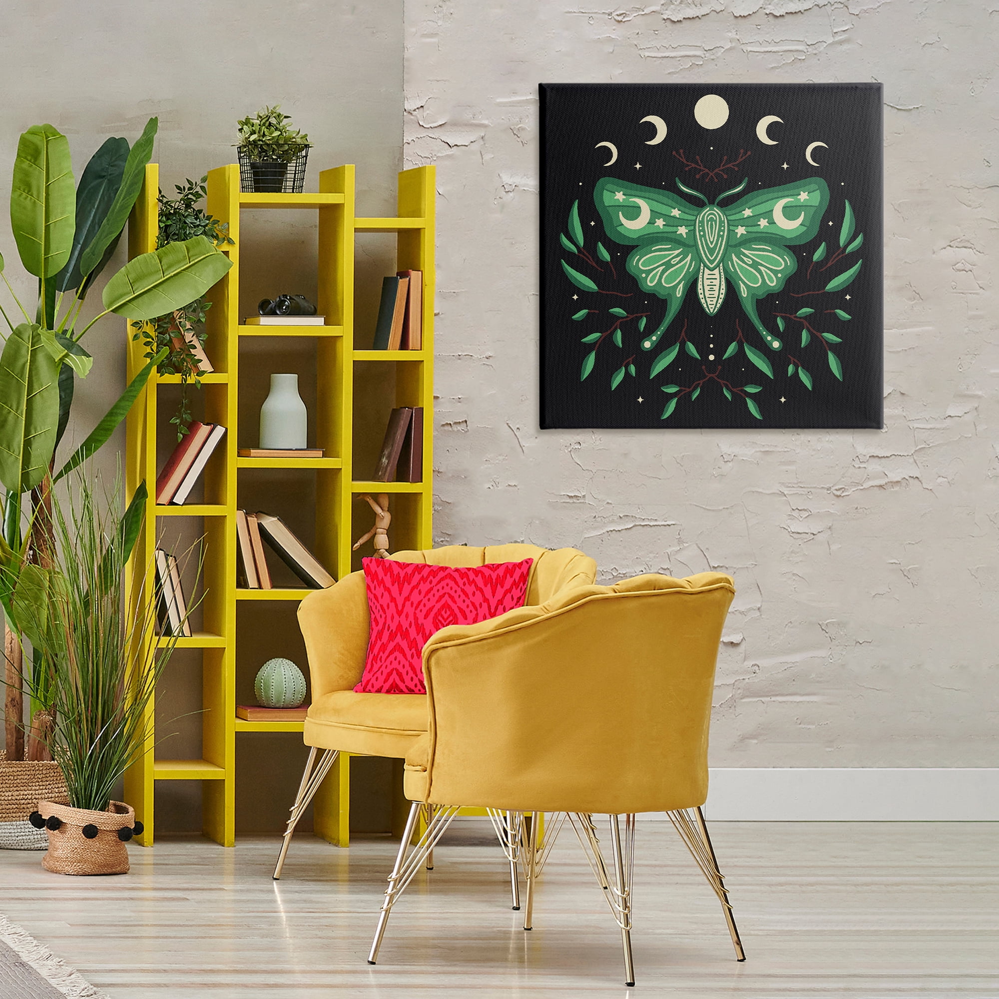 Stupell Industries Celestial Moth & Botanicals Animals Painting Wrapped Canvas Art Print Wall Art, 30 x 30