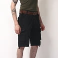 thumbnail image 6 of YLSDY Mens Workout Cargo Shorts Cotton Button Elastic Waist Shorts with Multi Pocket Relaxed Fit Holiday Vacation Short Black M, 6 of 6