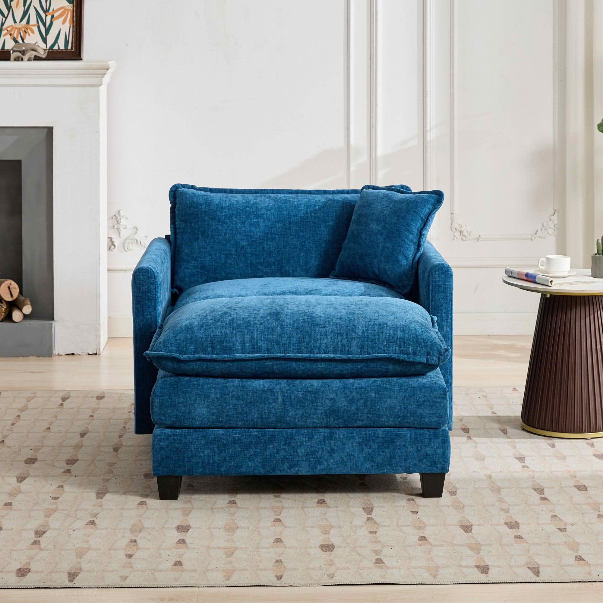 MAYEERTY 41.4 Inch Cloud Single‑Seat Modular Sectional Sofa, Soft Chenille Couch with Double‑Layer Seat Cushion for Home Apartment, Ottoman Not Included