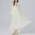 thumbnail image 2 of ZQUUVOU Women's Dress Round Neck Long Sleeves Pleated Long Dress Beige,Free Size, 2 of 5