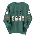 thumbnail image 2 of Molidfa Women's Black Halloween Sweatshirt Ghost Squad Graphic Crew Neck Top, 2 of 5