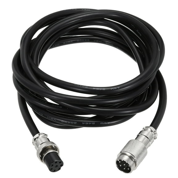 Uxcell 9.9ft GX16 8 Pin Cable Male to Female Head Aviation Cordset 22AWG, Black