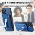 thumbnail image 3 of For Iphone 15 Plus Skin Feel Ring Holder Wallet Magnetic Phone Case(Blue),iPhone 16 Pro, 3 of 8