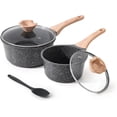 thumbnail image 1 of Sauce Pan Set with Lid, 1.5QT & 2.5QT Non Stick Small Pots with Granite Coating, Saucepan with Pour Spout, Multipurpose Induction Cooking Pans, PFOA/PFOS Free, 1 of 6